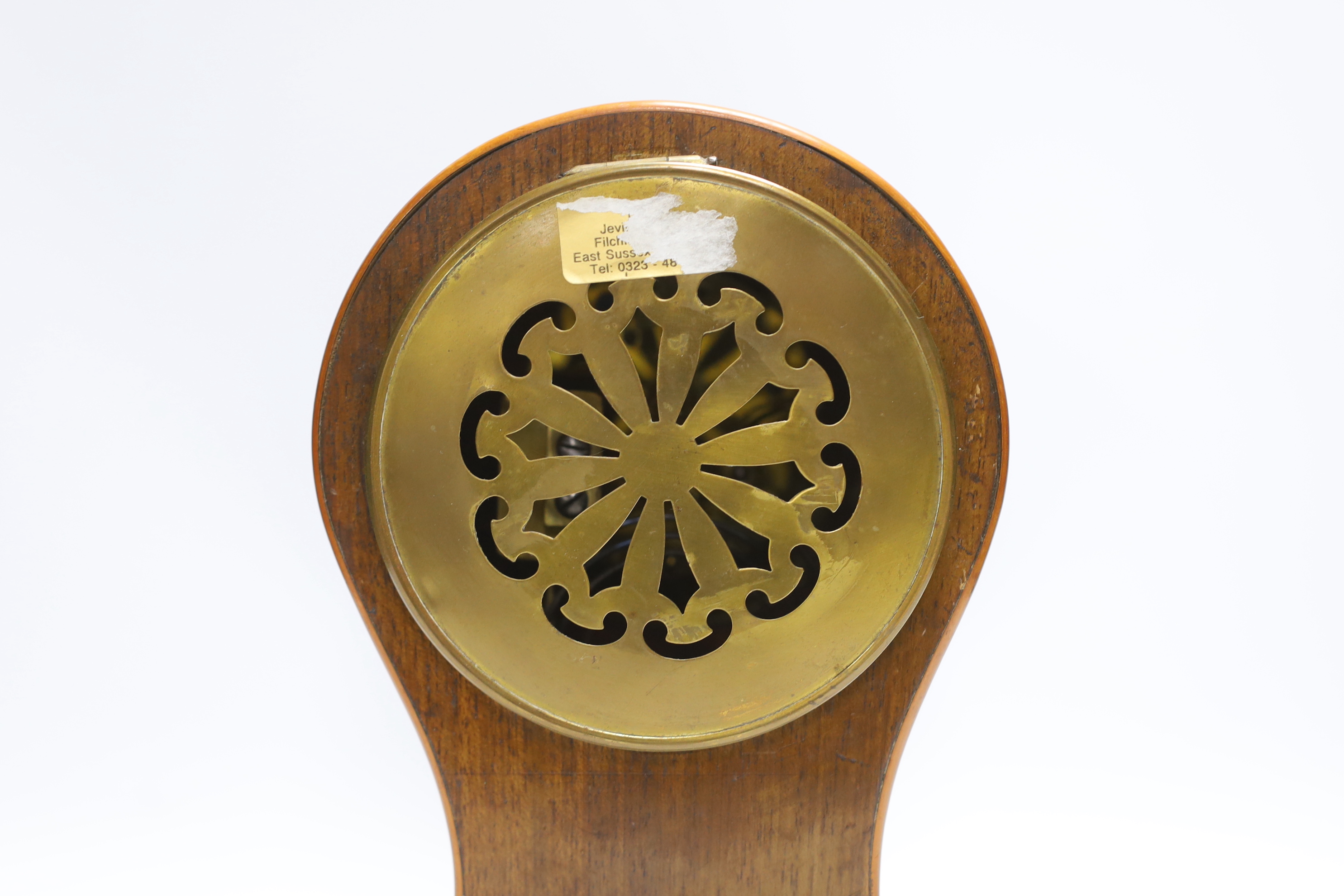 An Edwardian inlaid mantel clock, with key, 30cm